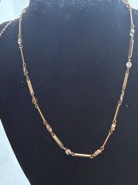 Anthropologie Demi Fine Crystal Bar Link Station Necklace Gold plated